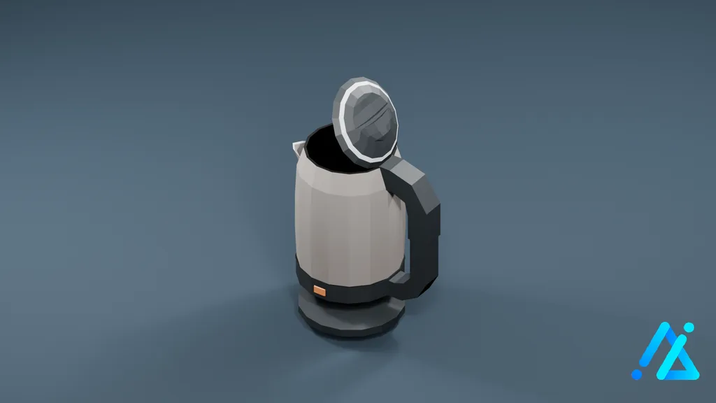 Low-Poly Electric Kettle 01 — White — 3D model preview