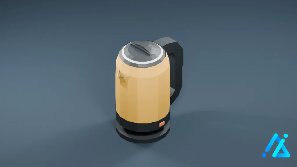 Low-Poly Electric Kettle 01 — Cream — 3D model preview