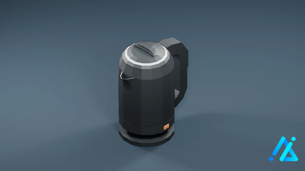 Low-Poly Electric Kettle 01 — Charcoal — 3D model preview