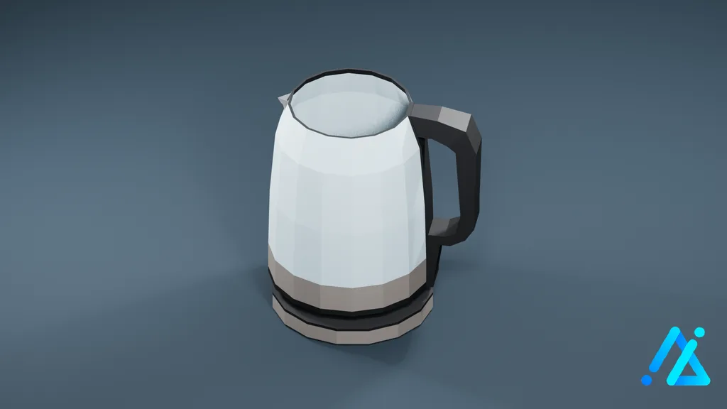 Low-Poly Modern Electric Kettle 01 — White — 3D model preview