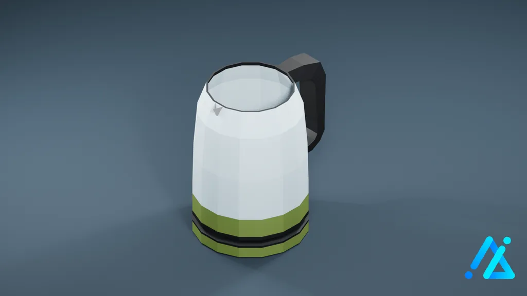 Low-Poly Modern Electric Kettle 01 — Green — 3D model preview