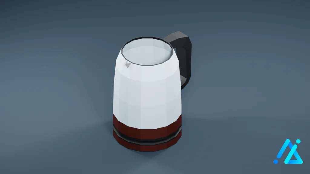 Low-Poly Modern Electric Kettle 01 — Red — 3D model preview
