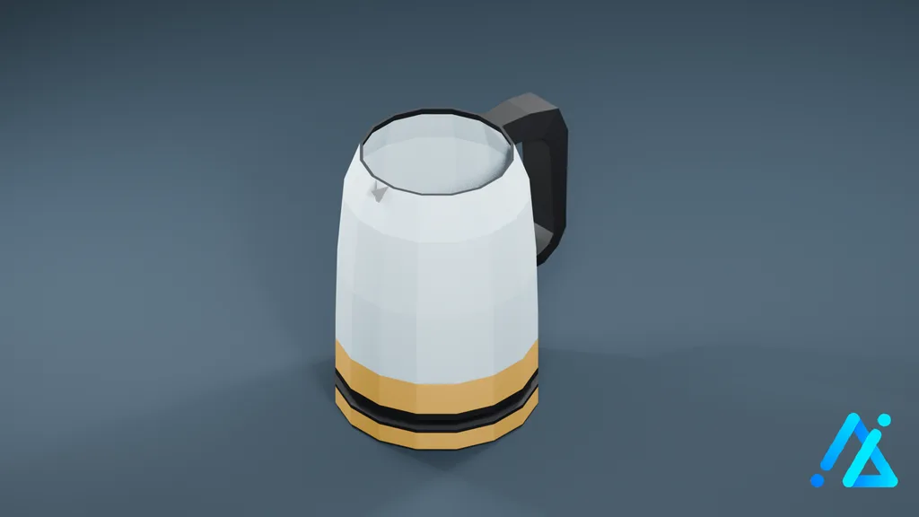 Low-Poly Modern Electric Kettle 01 — Cream — 3D model preview