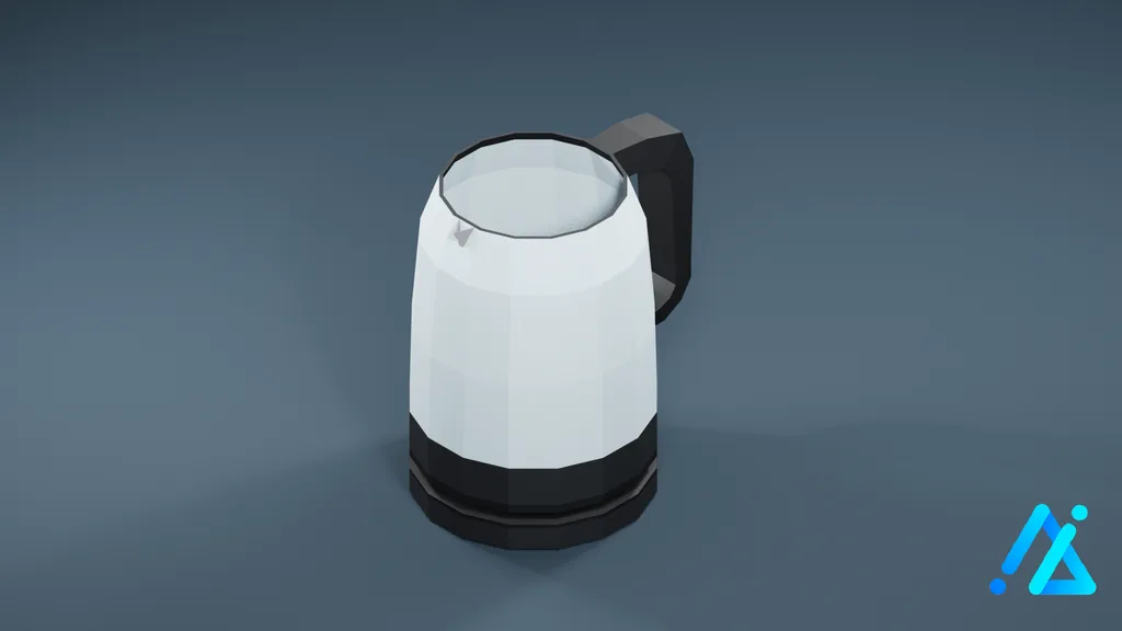 Low-Poly Modern Electric Kettle 01 — Charcoal — 3D model preview