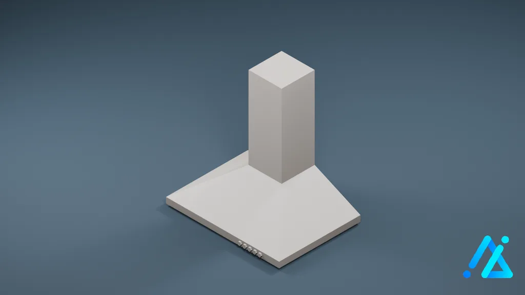 Low-Poly Range Hood 01 — Silver — 3D model preview