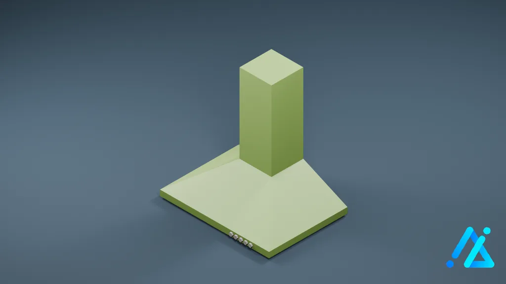 Low-Poly Range Hood 01 — Green — 3D model preview