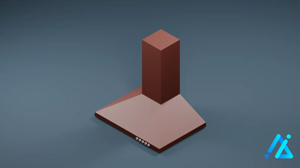 Low-Poly Range Hood 01 — Red — 3D model preview