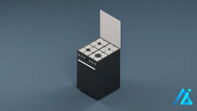 Low-Poly Freestanding Kitchen Stove 01 — Charcoal