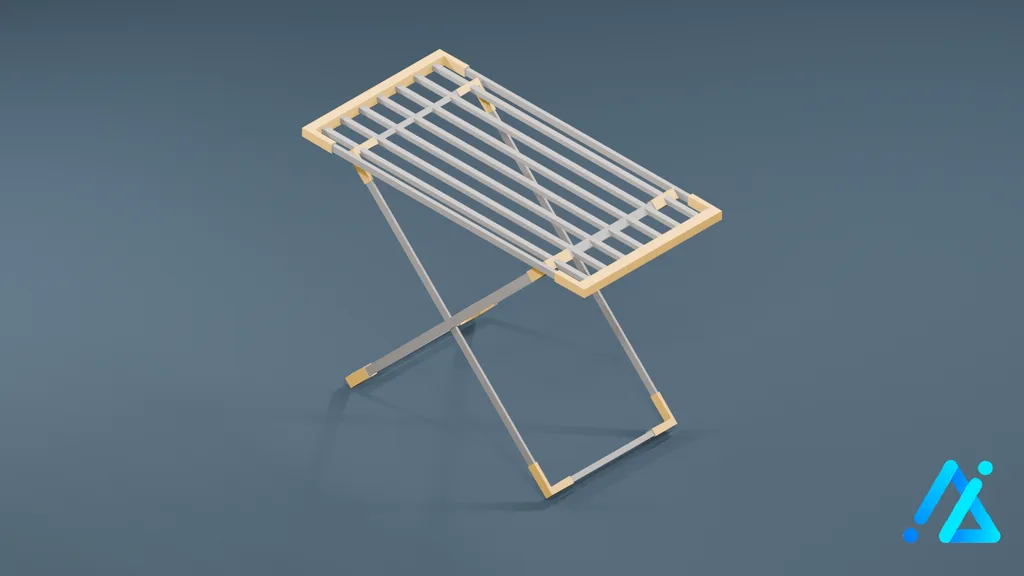 Low-Poly Folding Drying Rack 01 — Cream — 3D model preview