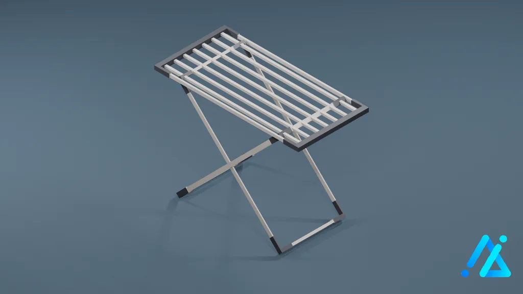 Low-Poly Folding Drying Rack 01 — Charcoal — 3D model preview