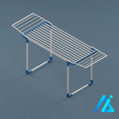 Low-Poly Wide Drying Rack 02 — Blue