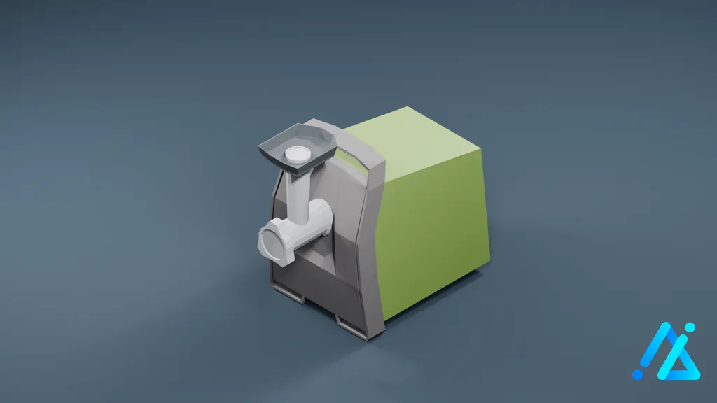 Low-Poly Electric Meat Grinder 01 — Green — 3D model preview
