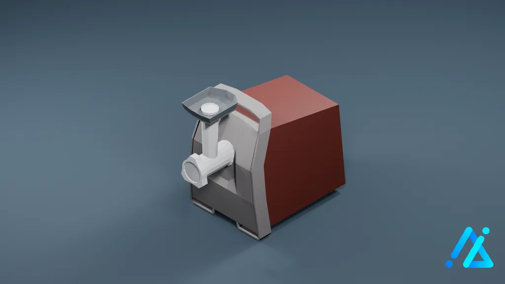 Low-Poly Electric Meat Grinder 01 — Red — 3D model preview