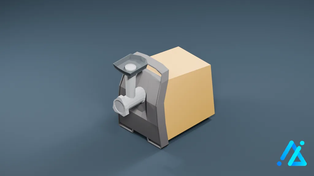 Low-Poly Electric Meat Grinder 01 — Cream — 3D model preview