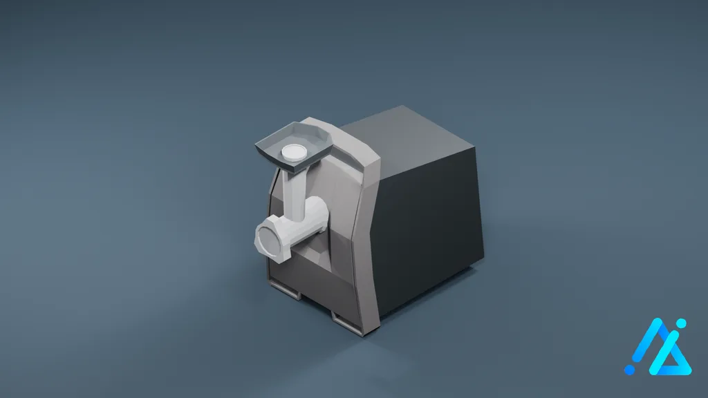 Low-Poly Electric Meat Grinder 01 — Charcoal — 3D model preview