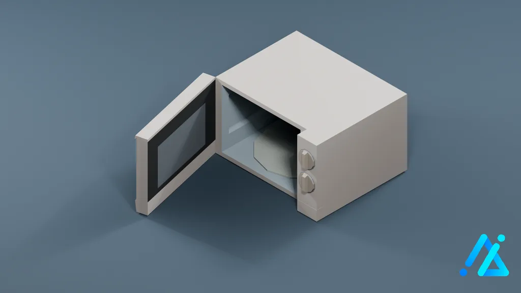 Low-Poly Microwave Oven 01 — White — 3D model preview