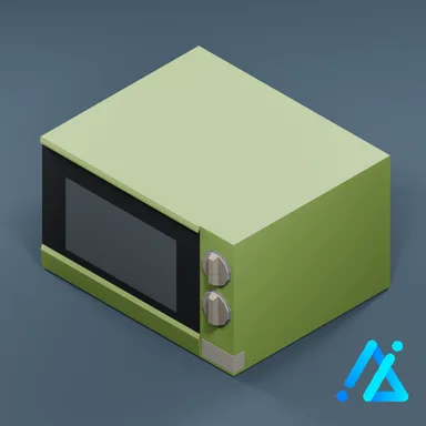 Low-Poly Microwave Oven 01 — Green