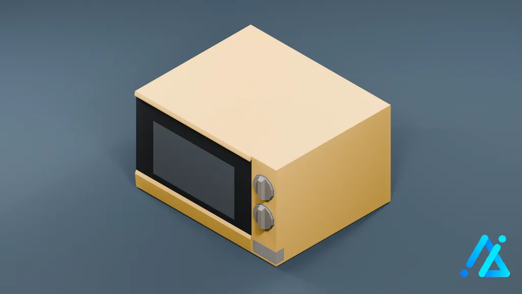 Low-Poly Microwave Oven 01 — Cream — 3D model preview