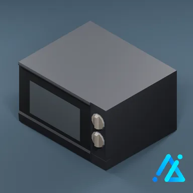 Low-Poly Microwave Oven 01 — Charcoal