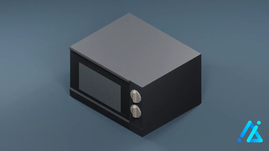 Low-Poly Microwave Oven 01 — Charcoal — 3D model preview