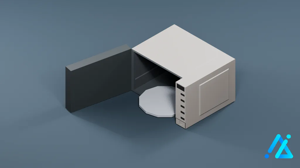 Low-Poly Modern Microwave Oven 01 — White — 3D model preview