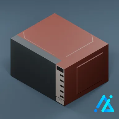 Low-Poly Modern Microwave Oven 01 — Red