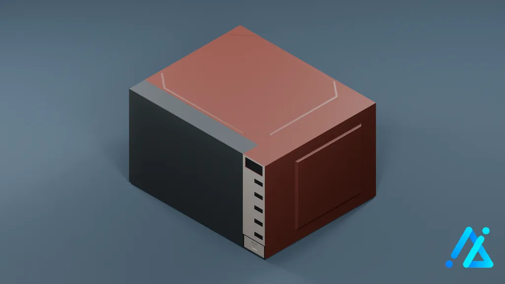 Low-Poly Modern Microwave Oven 01 — Red — 3D model preview