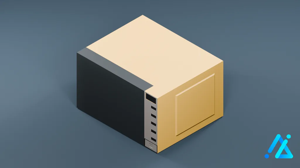 Low-Poly Modern Microwave Oven 01 — Cream — 3D model preview