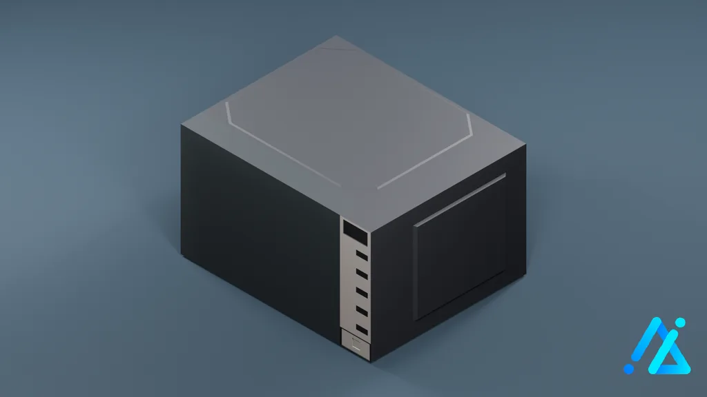 Low-Poly Modern Microwave Oven 01 — Charcoal — 3D model preview