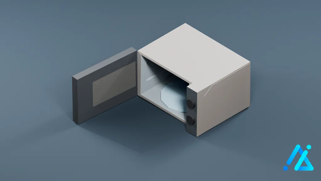 Low-Poly Microwave with Vertical Handle 01 — White — 3D model preview