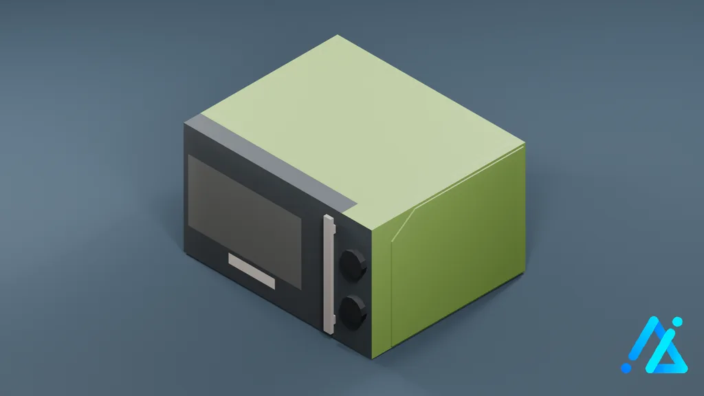 Low-Poly Microwave with Vertical Handle 01 — Green — 3D model preview