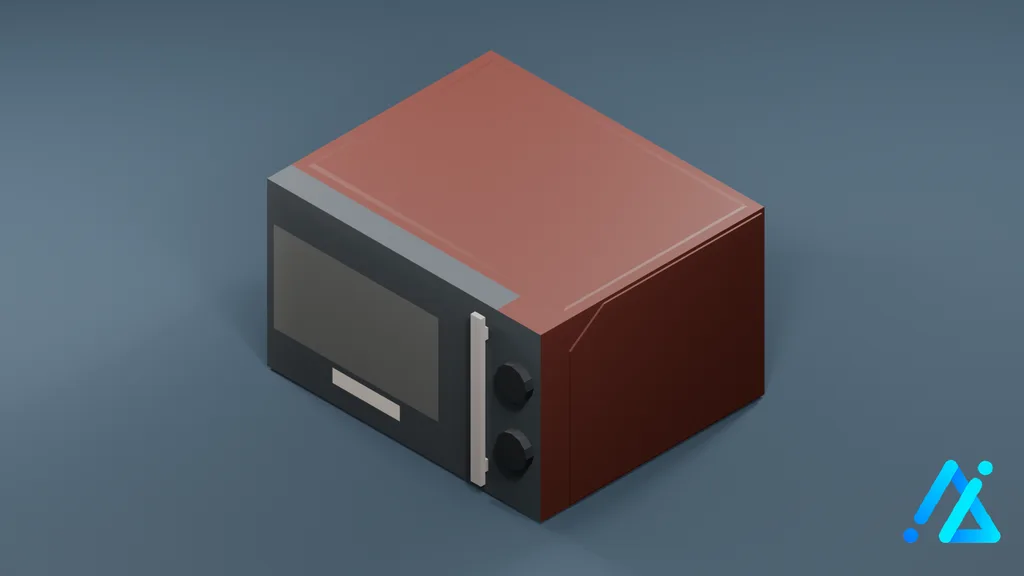 Low-Poly Microwave with Vertical Handle 01 — Red — 3D model preview
