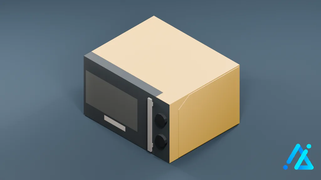 Low-Poly Microwave with Vertical Handle 01 — Cream — 3D model preview