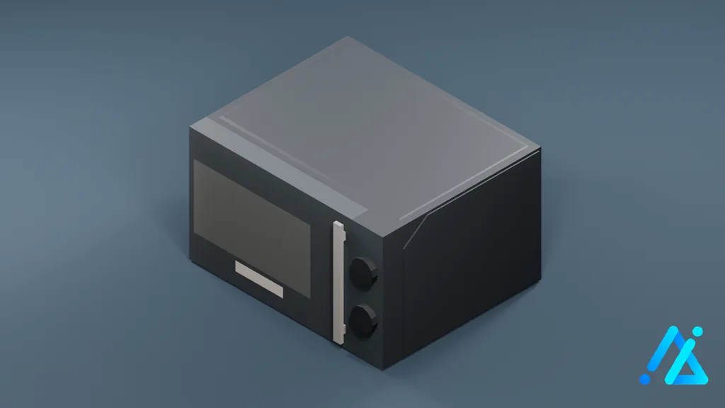 Low-Poly Microwave with Vertical Handle 01 — Charcoal — 3D model preview