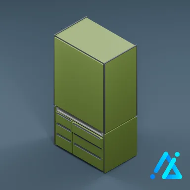 Low-Poly Modern Refrigerator 01 — Green