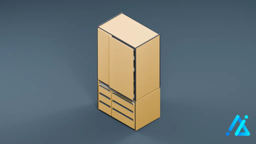 Low-Poly Modern Refrigerator 01 — Cream — 3D model preview