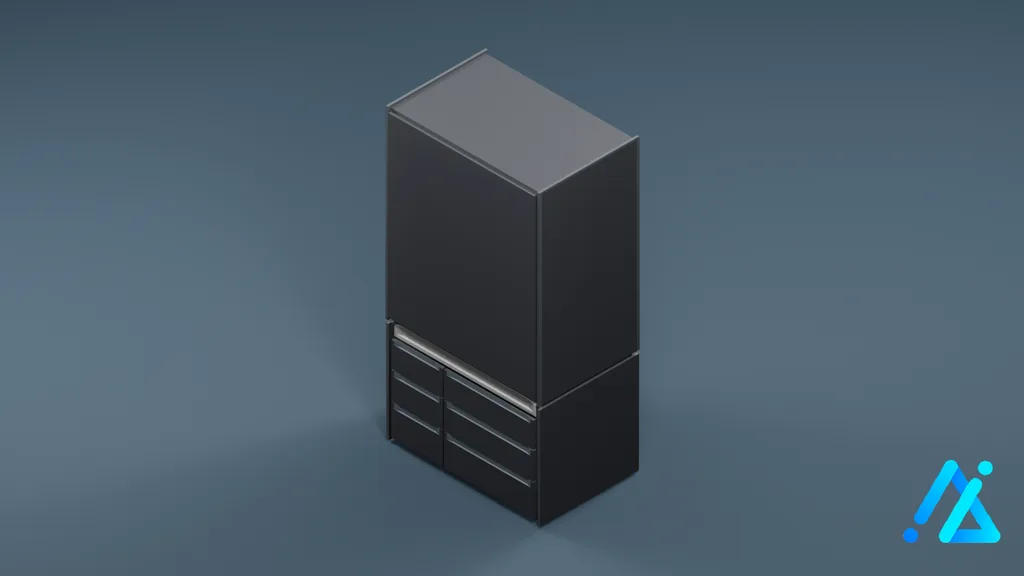 Low-Poly Modern Refrigerator 01 — Charcoal — 3D model preview