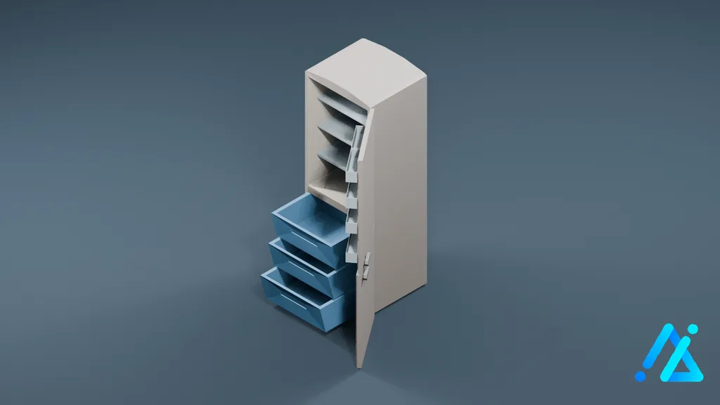 Low-Poly Classic Refrigerator 01 — White — 3D model preview