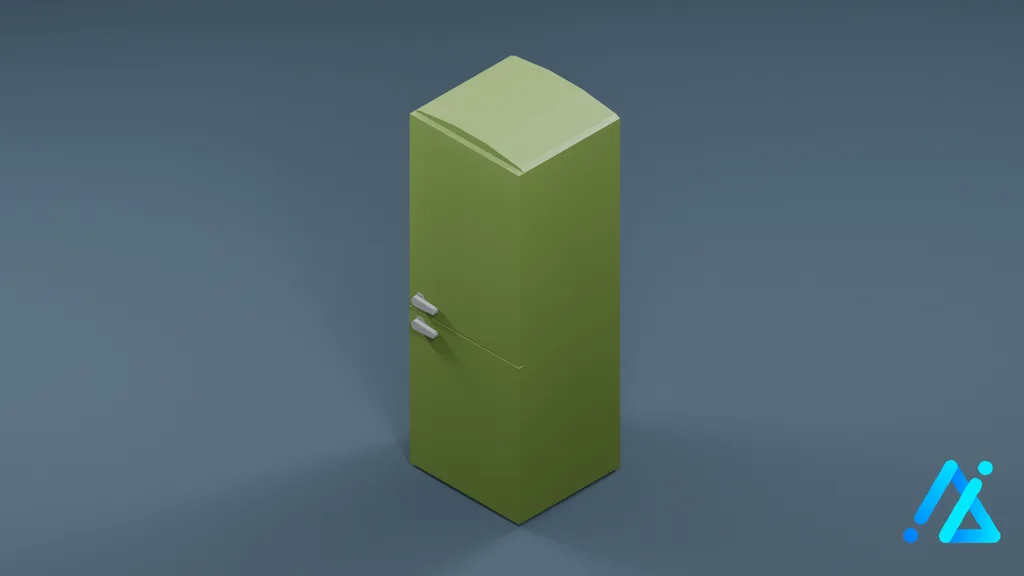 Low-Poly Classic Refrigerator 01 — Green — 3D model preview