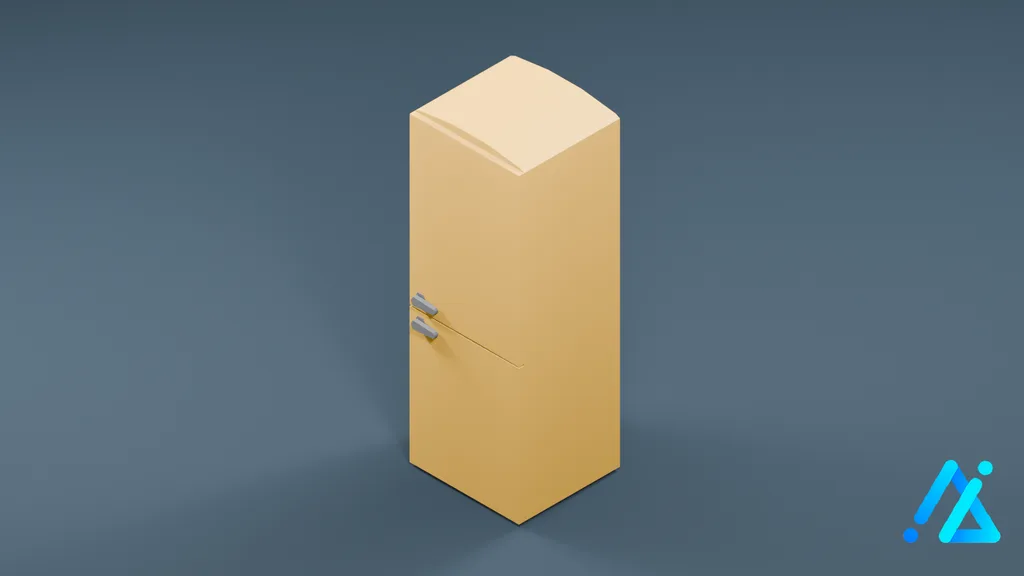 Low-Poly Classic Refrigerator 01 — Cream — 3D model preview