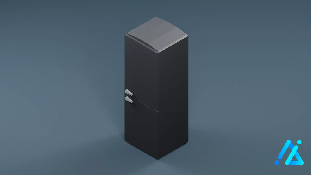 Low-Poly Classic Refrigerator 01 — Charcoal — 3D model preview