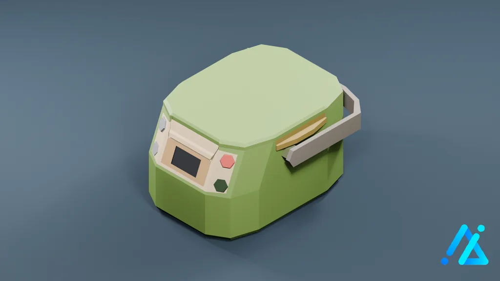 Low-Poly Rice Cooker 01 — Green — 3D model preview