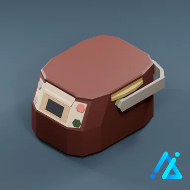 Low-Poly Rice Cooker 01 — Red