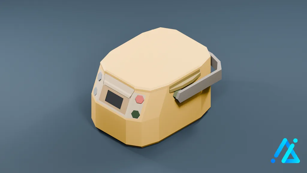 Low-Poly Rice Cooker 01 — Cream — 3D model preview