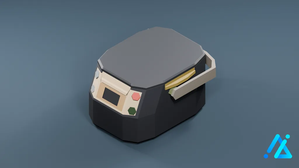 Low-Poly Rice Cooker 01 — Charcoal — 3D model preview