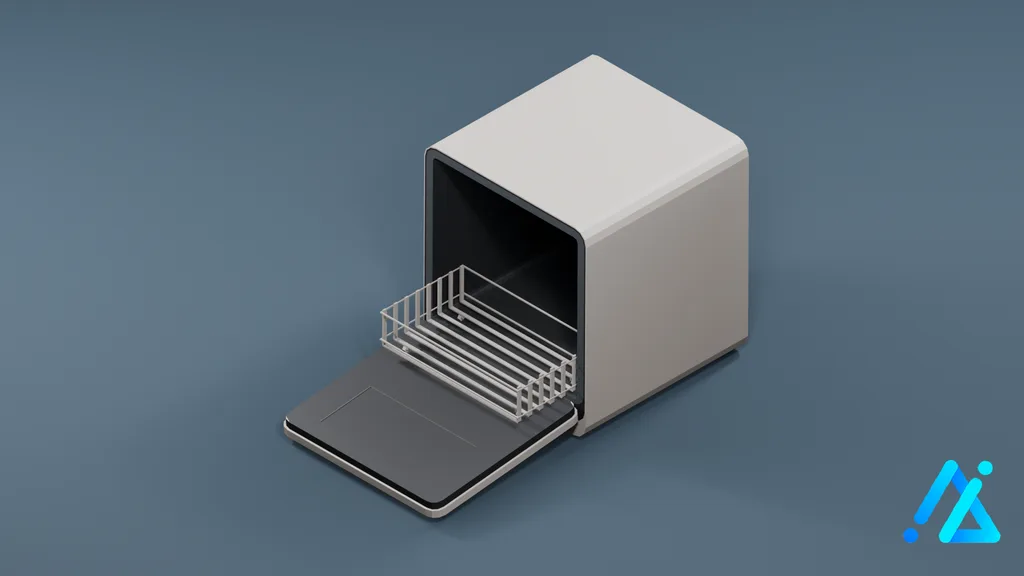 Low-Poly Countertop Dishwasher 01 — White — 3D model preview