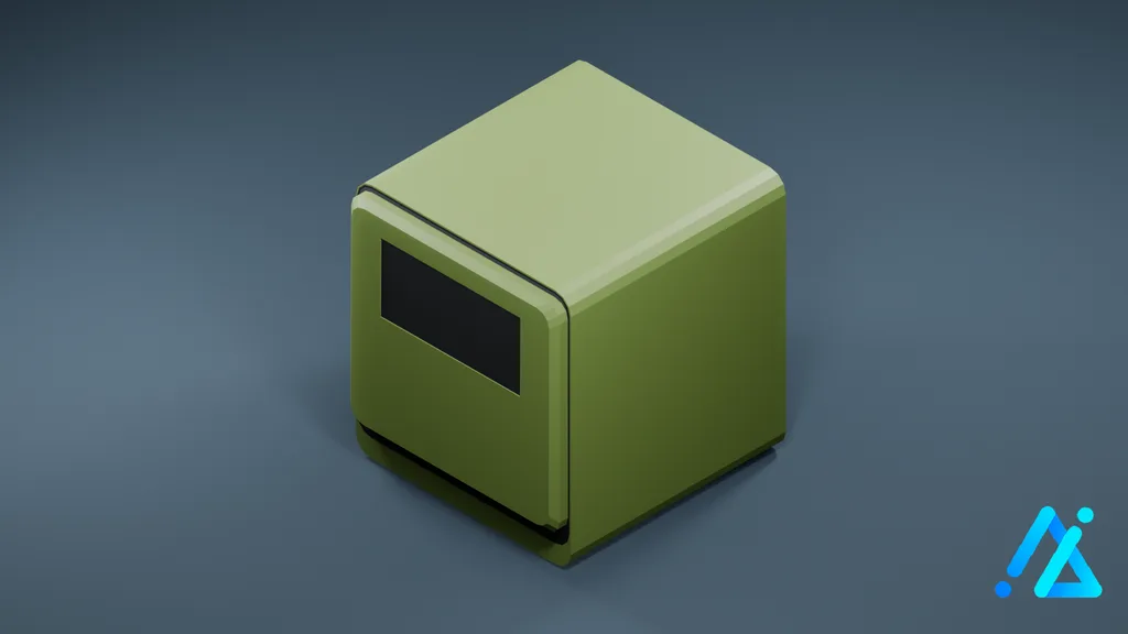 Low-Poly Countertop Dishwasher 01 — Green — 3D model preview