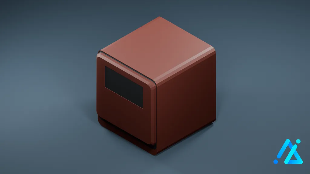 Low-Poly Countertop Dishwasher 01 — Red — 3D model preview