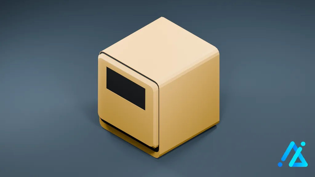 Low-Poly Countertop Dishwasher 01 — Cream — 3D model preview