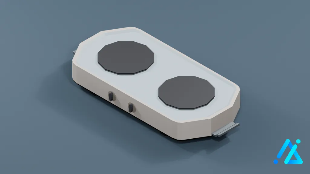 Low-Poly Two-Burner Tabletop Stove 01 — White — 3D model preview
